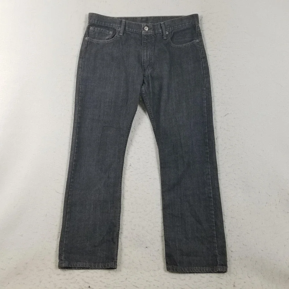 Levis 514 Jeans Mens 36x30 Gray‎ Regular Straight Leg Dark Wash Denim Zip Fly